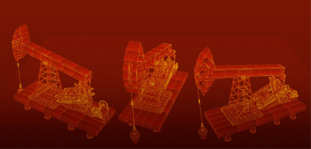 石油井架。矢量3d对象。开采矿物。图片下载