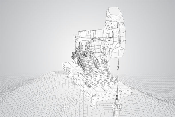 石油井架。矢量3d对象。开采矿物。图片下载