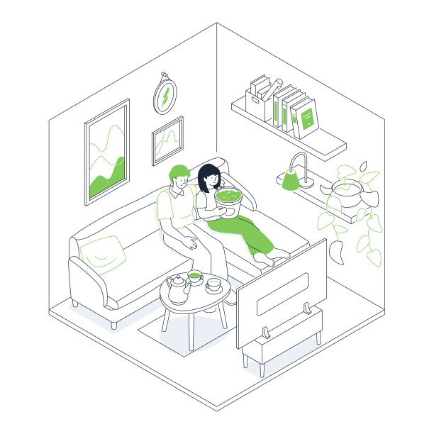 现代电视等距线设计风格插图图片下载