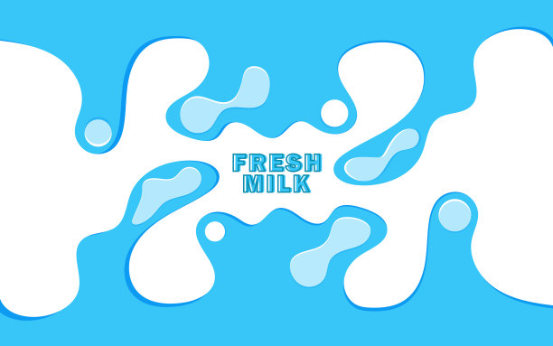 现代海报新鲜的牛奶溅在蓝色的背景图片下载