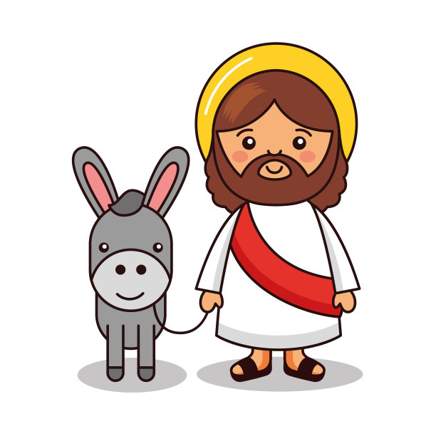 耶稣与驴子卡通图片下载