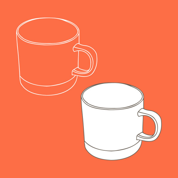 轮廓插图与杯子。图片下载