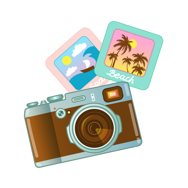 照片相机和镜头矢量插图在卡通风格图片下载