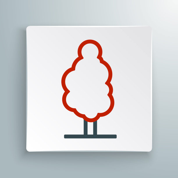 线树图标孤立的白色背景。森林的象征。色彩缤纷的轮廓概念。向量图片下载