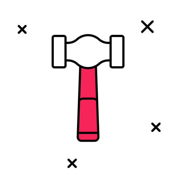 填充轮廓锤图标孤立的白色背景。修理工具。向量图片下载