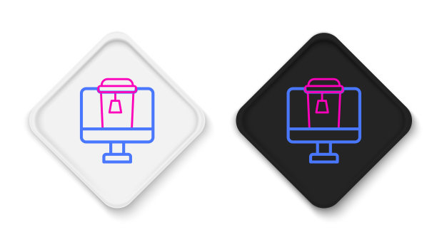 在线订购和快餐配送图标隔离在白色背景上。色彩缤纷的轮廓概念。向量图片下载