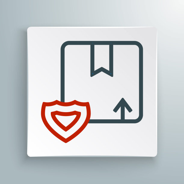 线路交付安全与屏蔽图标隔离在白色背景。交付保险。防护罩外有保险的纸板箱。色彩缤纷的轮廓概念。向量图片下载