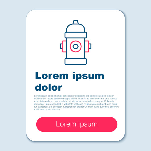 线消防栓图标孤立的灰色背景。色彩缤纷的轮廓概念。向量图片下载