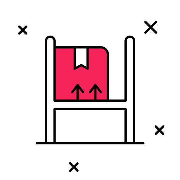 填充轮廓仓库内部与货架上的盒子图标隔离在白色背景。物流、货运、包裹寄存邮政业务。向量图片下载