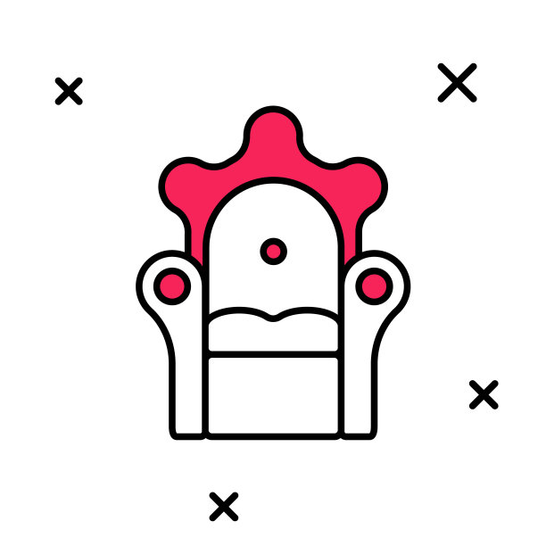 填充轮廓中世纪宝座图标孤立的白色背景。向量图片下载