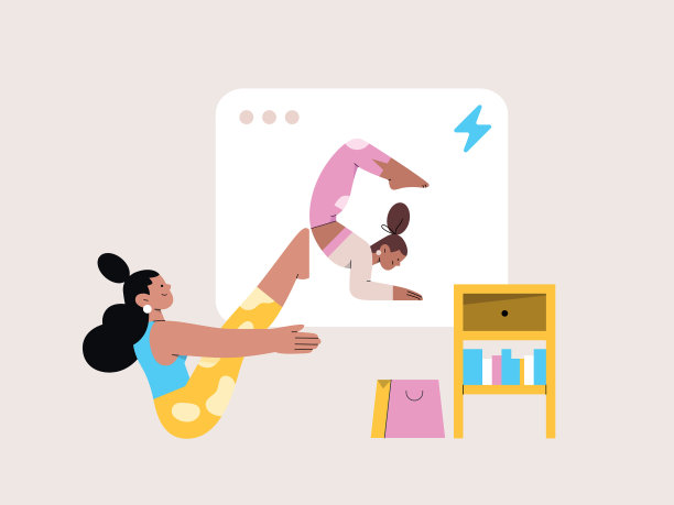 一个人目前正在通过在线平台练习瑜伽。图片下载