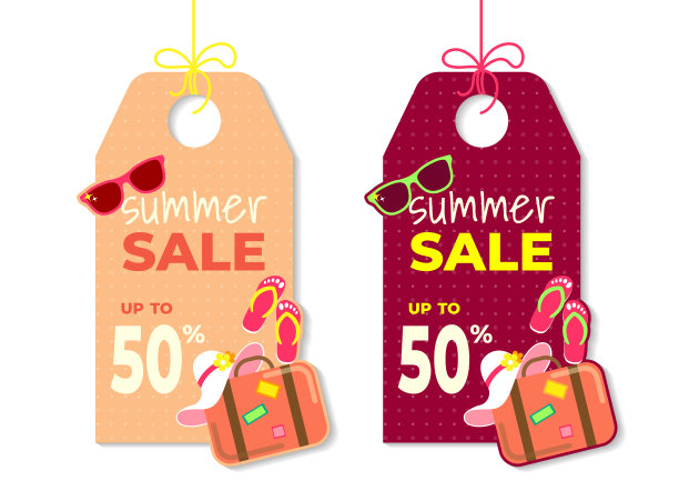夏季销售标签模板与度假配件图片下载