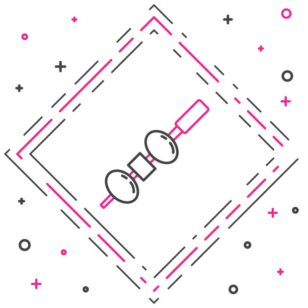 线橄榄和奶酪上的筷子图标孤立的白色背景。小点心，加奶酪和橄榄的小吃。色彩缤纷的轮廓概念。向量图片下载