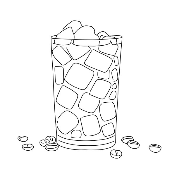 插图:加咖啡豆的冰咖啡。向量。图片下载