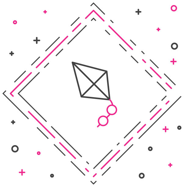 线风筝图标孤立的白色背景。色彩缤纷的轮廓概念。向量图片下载