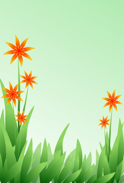 绿色背景上的草和花。图片下载