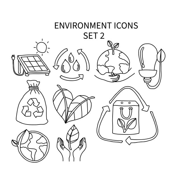 环境图标集3可爱的卡通涂鸦风格矢量插图图片下载