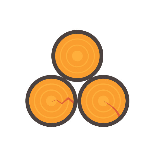 堆原木或木材锯木材矢量图标设计。图片下载