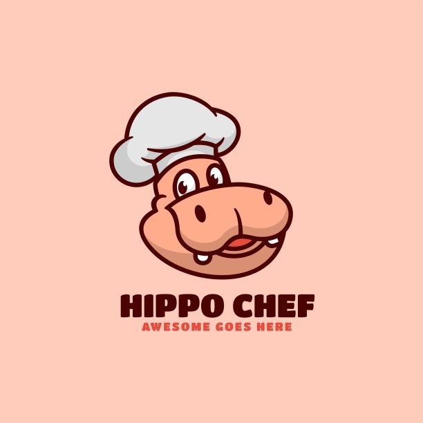 矢量插图河马厨师吉祥物卡通风格。图片下载