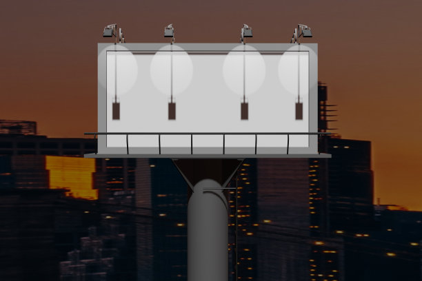 公共街道背景上空白的白色广告牌图片下载