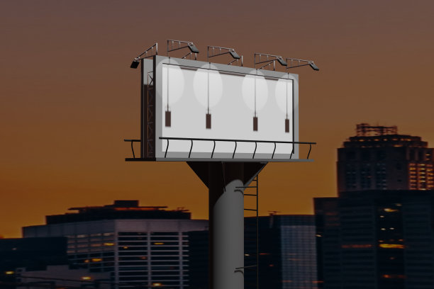 公共街道背景上空白的白色广告牌图片下载