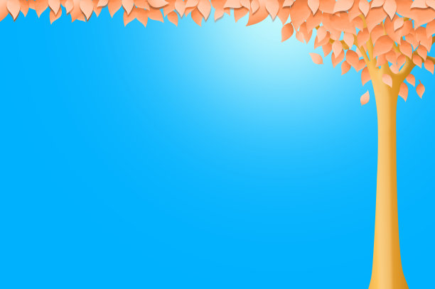 树叶和蓝天的背景插图，形象的季节图片下载