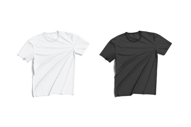 空白的黑白紧身t恤样板平铺，孤立无措图片下载