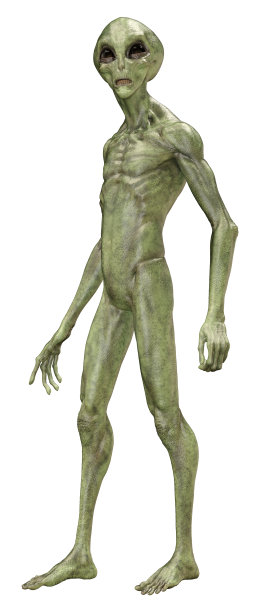 白色上的绿色外星人的3D渲染图片下载