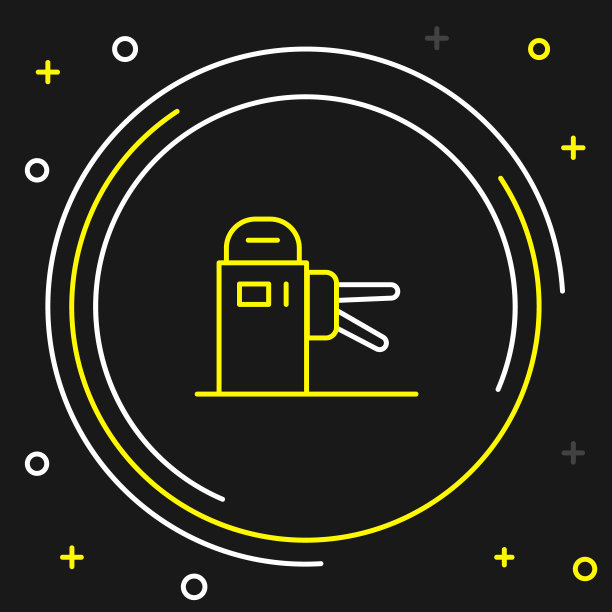 线旋转门图标孤立的黑色背景。色彩缤纷的轮廓概念。向量图片下载