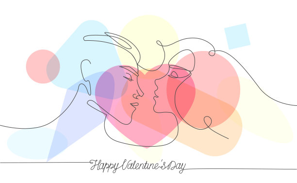 一对恋人排成一行，呈几何形状图片下载