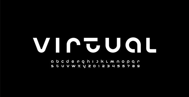 科技科学字体，数字网络字母做成空间未来设计，拉丁小写粗体字母A-Z和阿拉伯数字0-9的空间风格图片下载