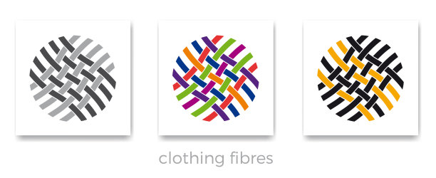 纤维束编织在一起。各种颜色的服装纤维。织物或布料的细节向量模板图片下载
