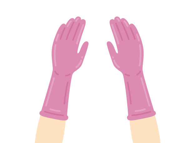 厨房用的粉色橡胶手套插图。图片下载