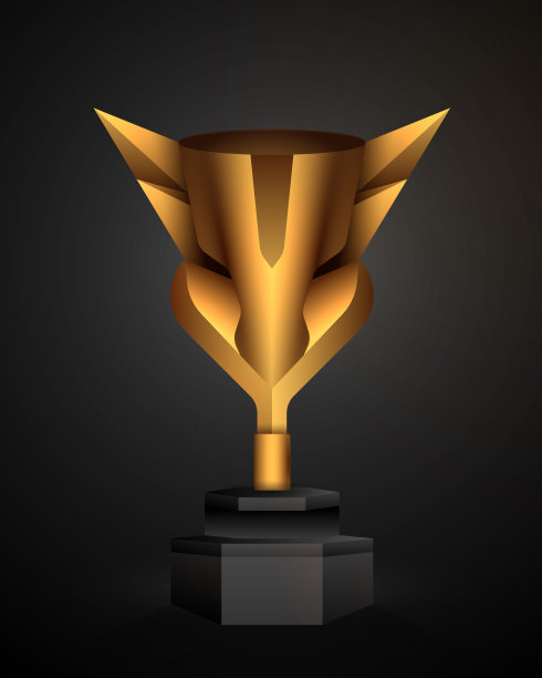 黑色背景的豪华金奖奖杯图片下载