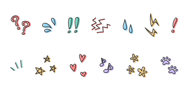 一套手绘涂鸦图标。图片下载