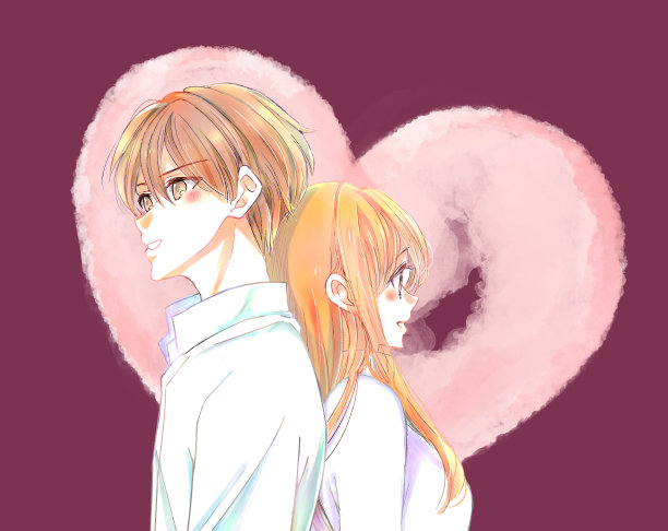 背靠背的一对男女图片下载