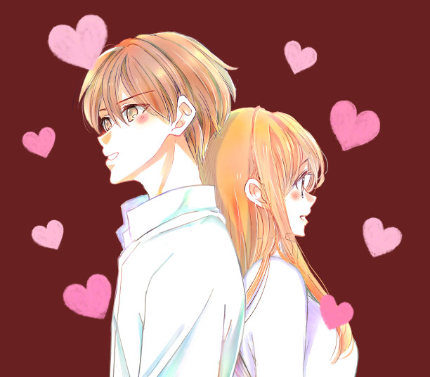 back to back male and female couple图片下载