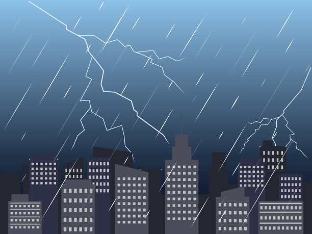 雷雨与城市景观图片下载
