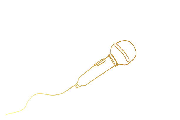 黄金简单矢量单单或连续线麦克风图片下载