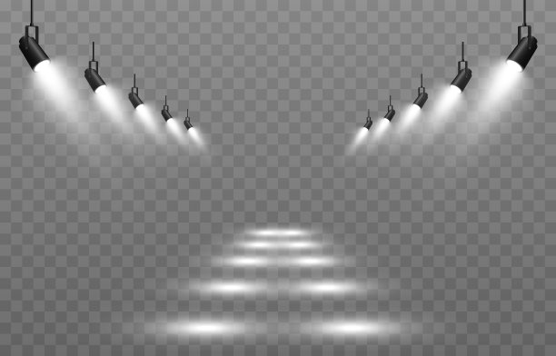 矢量光源。聚光灯发出的光。摄影棚，摄影棚照明。孤立的聚光灯下。白光。光的效果。图片下载