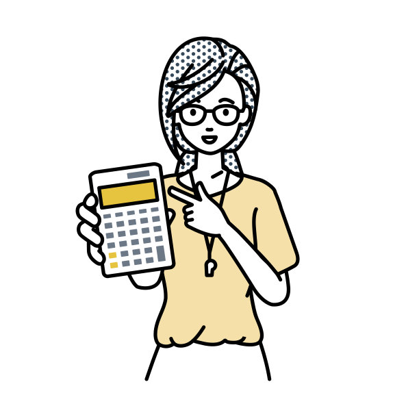 一位女教师面带微笑地推荐、提议、展示估算并指着计算器图片下载