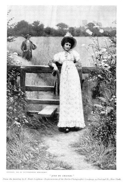 浪漫的情侣，艺术家E Blair Leighton的“偶然相遇”图片下载