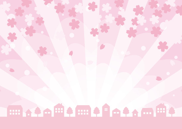 樱花和城市景观背景图片下载