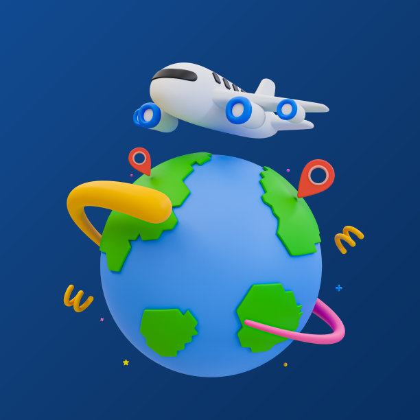 3d最小假日旅行之旅。旅游或旅游的概念。暑假旅行。放松时间概念。飞机地球仪。3 d演示。图片下载