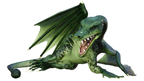 3D渲染童话龙在白色图片下载