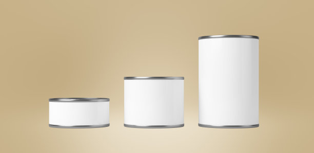 彩色孤立背景上的食品锡罐。3 d渲染。适合你的设计元素。图片下载