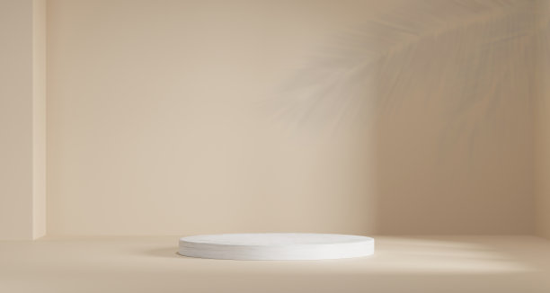 三维背景产品展示底座场景与几何平台白色背景。讲台。站在台上展示化妆品。3 d渲染。图片下载
