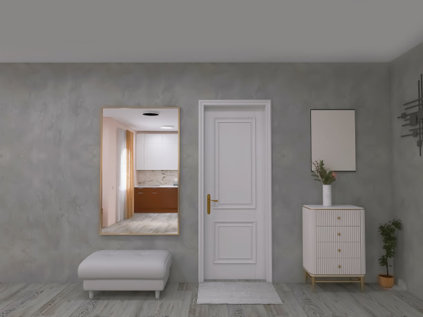 室内走廊3d渲染，3d插图图片下载