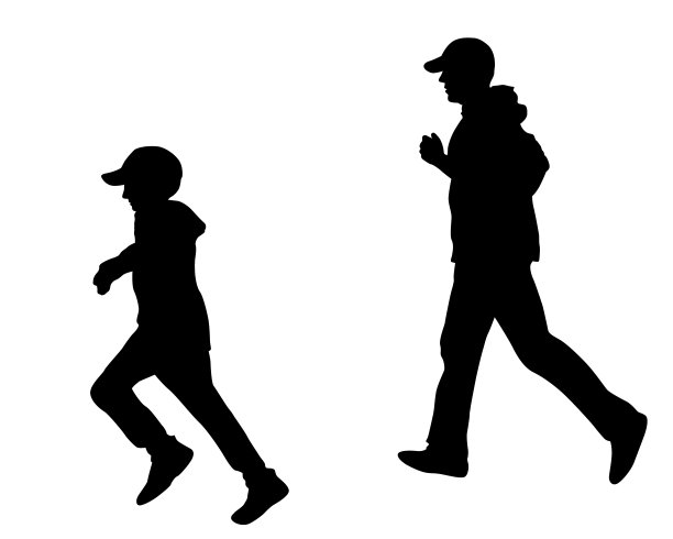 快乐的父子俩在户外奔跑图片下载