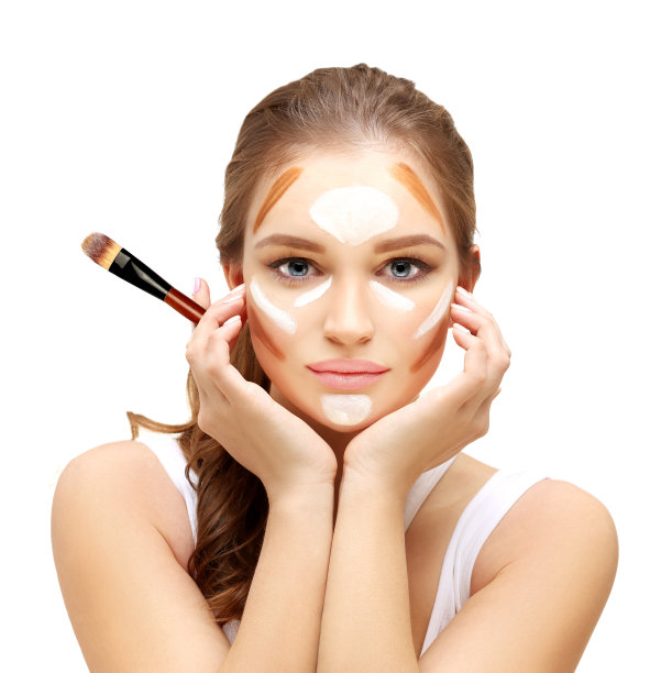 化妆，修容。化妆女人的脸。图片下载